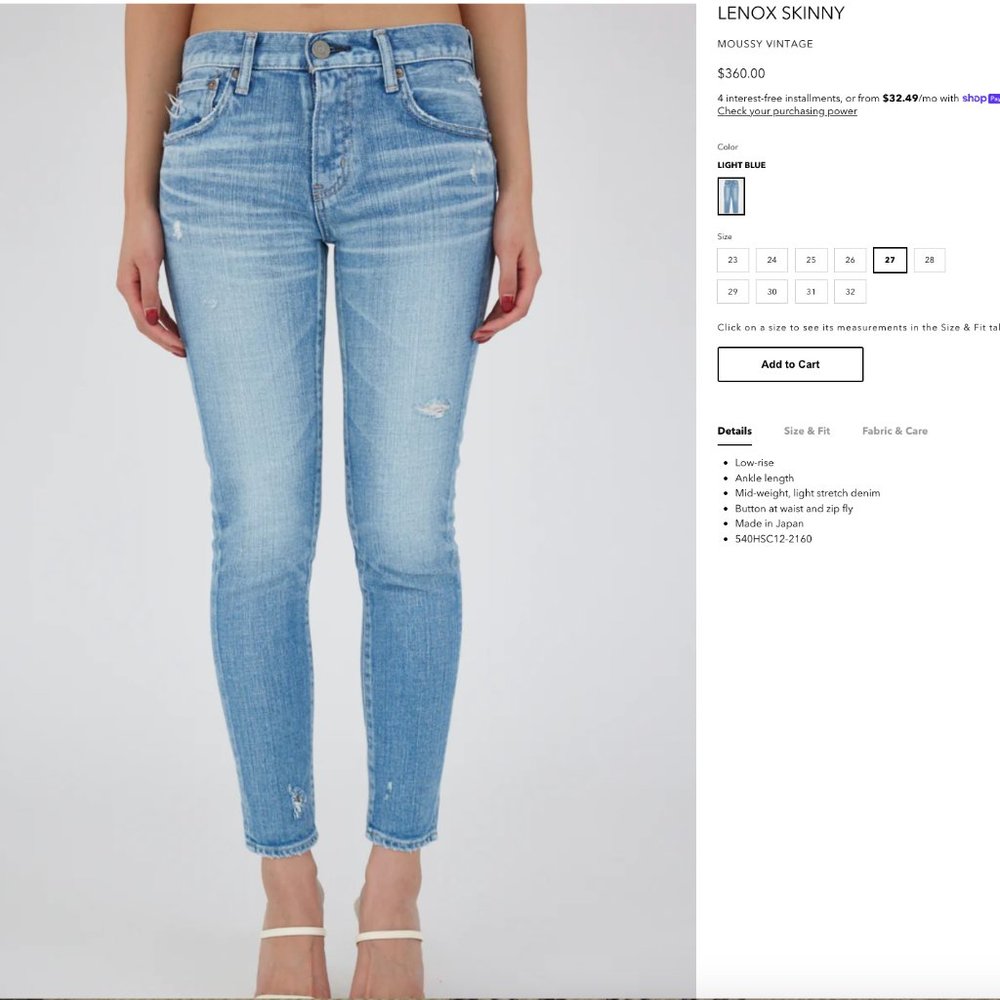 New Moussy Jeans Lenox Skinny size 27